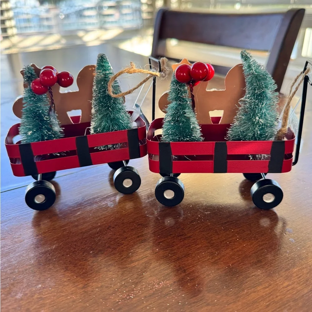 Gingerbread on Red Wagon Christmas ornaments_2